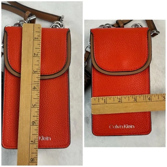 Calvin Klein Women's Bella Multi Crossbody Purse Wallet Coin Pouch Red Brown - Picture 16 of 16